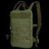The Condor Tidepool Hydration Carrier in Olive Drab features MOLLE webbing, a zipper pocket, adjustable shoulder straps, and a black hydration tube on the side.